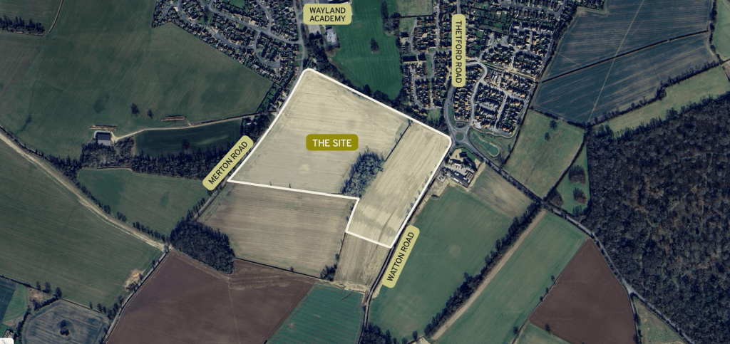 Land At Thetford Road Development Proposals Watton Map Watton Thetford Copia 1 1 Scaled 1024x483 